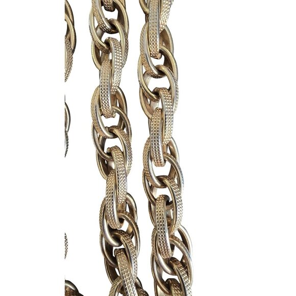 Vintage Donald Stannard RARE Gold-Toned 36"L Necklace 150.1g With Textured Links - Picture 8 of 8